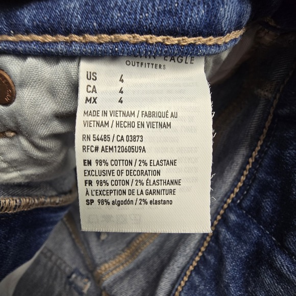 American Eagle Shortie Short Womens Size 4 Hi Rise Blue Cuffed Distressed Denim - Picture 6 of 14